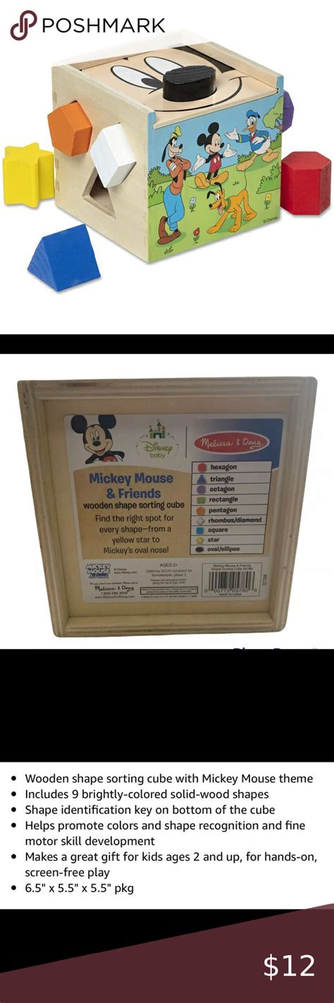 Melissa Doug Mickey Mouse Clubhouse Wooden Shape Sorting Cube