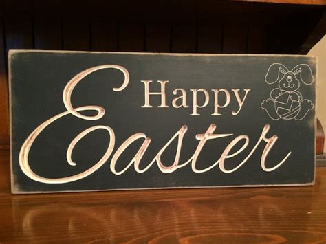 Custom Carved Wooden Sign Happy Easter