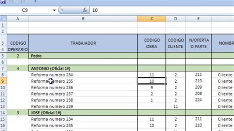 Control De Obras De Construccion Importacion Fichero Excel Youtube