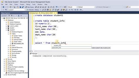 Sql Basic Commands Part How To Create A Table And Database Youtube