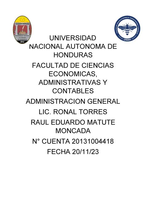 Matute Raul U5t4a1 Universidad Nacional Autonoma De Honduras Facultad De Ciencias Economicas