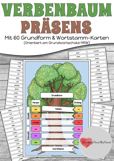 Verbenbaum Präsens Mit 120 Grundform und Wortstamm Karten z T