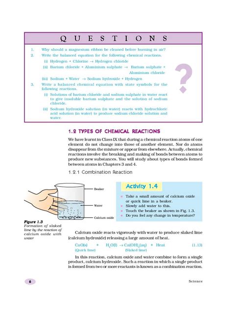 Ncert Book Class Science Chapter Chemical Reactions And Equations