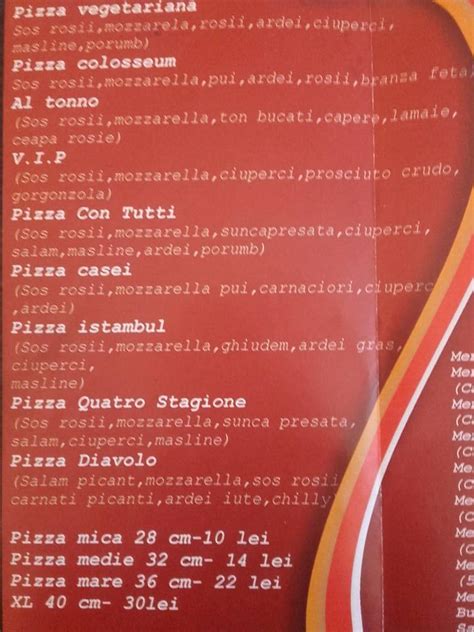 Menu At Pizzeria Mamma Mia Cernavod