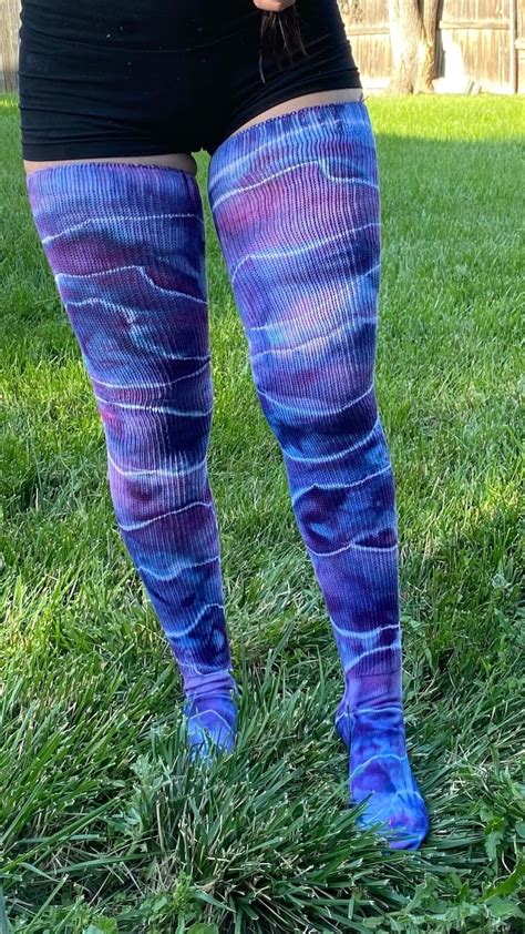 Tie Dye Thigh High Socks Etsy