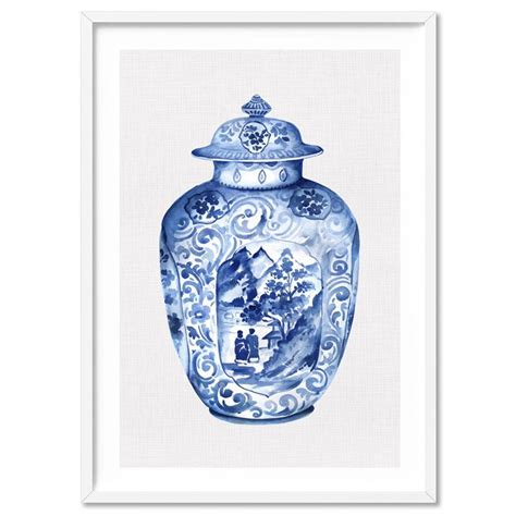 Chinoiserie Ginger Jar On Linen Iv Art Print By Print And Proper