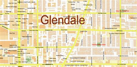 Glendale California Us Map Vector City Plan High Detailed Street Map