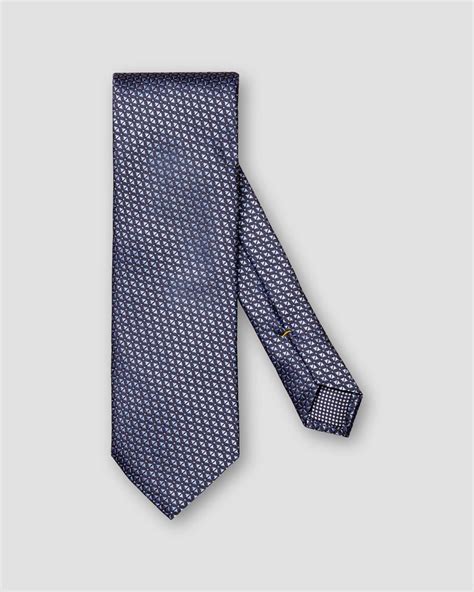 Navy Geometric Jacquard Silk Tie Eton