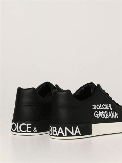 Dolce And Gabbana Sneakers In Leather Black Dolce And Gabbana Shoes