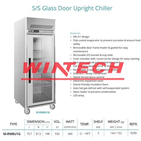 Jual GEA M RW8U1G SS GLASS DOOR UPRIGHT CHILLER SS REFRIGERATOR