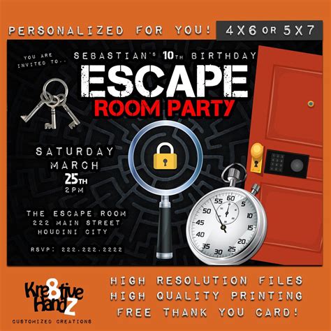 Escape Room Invitation Escape Room Party Personalized Escape Etsy