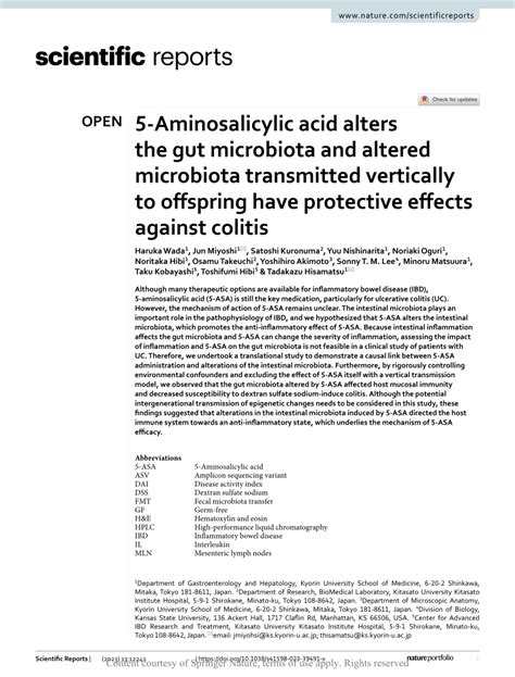 Pdf Aminosalicylic Acid Alters The Gut Microbiota And Altered