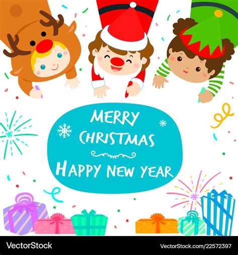 Cute kids in christmas background Royalty Free Vector Image