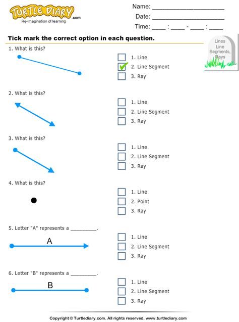 Points Lines Line Segments Worksheet