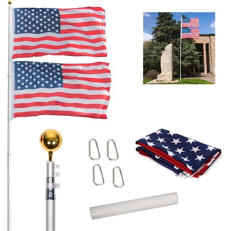 Kinbor Ft Telescoping Flag Pole Kit Adjustable Heavy Duty Aluminum