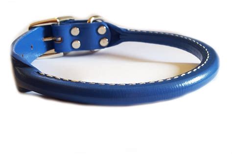 Rolled Blue Leather Dog Collar By Snootypoochdesigns On Etsy