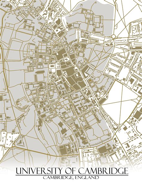 Colored Map of Cambridge University and All Its Roads - Etsy