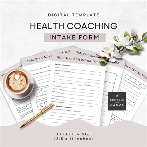 Health Coach Intake Form Template Client Onboarding Wellness Coaching Business Tools Edit In