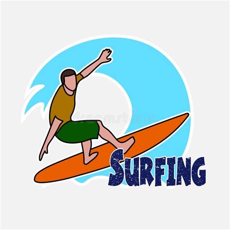 El Dibujo De La Persona Que Practica Surf En La Onda Hawaiana