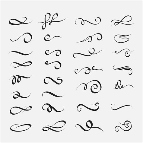 Premium Vector Calligraphic Lines Decorative Flourishes Ornamental