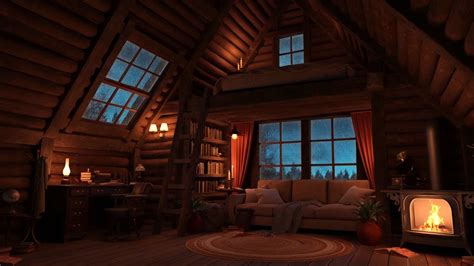 Cozy Mountain Cabin With Gentle Rain Sounds And Fireplace 8 Hours Of