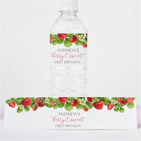 Strawberry Shortcake Water Bottle Label Etsy