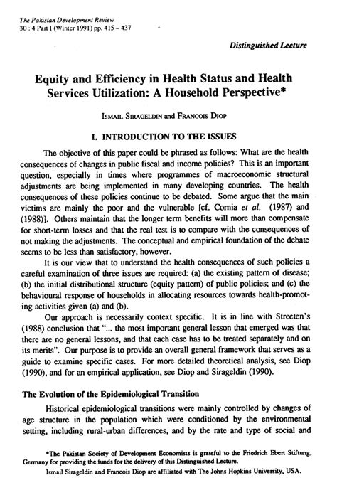 PDF Equity And Efficiency In Health Status And Health Services