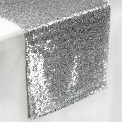 Silver Sequin Table Runners Table Top Wedding Catering Party Decorations 108x12 Sequin