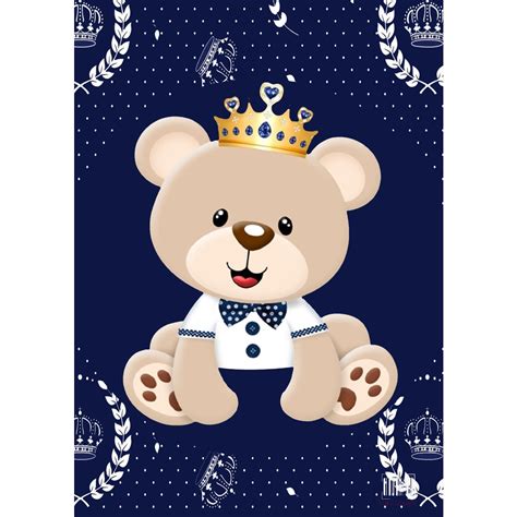 Kit 3 Quadros Ursinho Principe Personalizado Infantil Para Quarto De