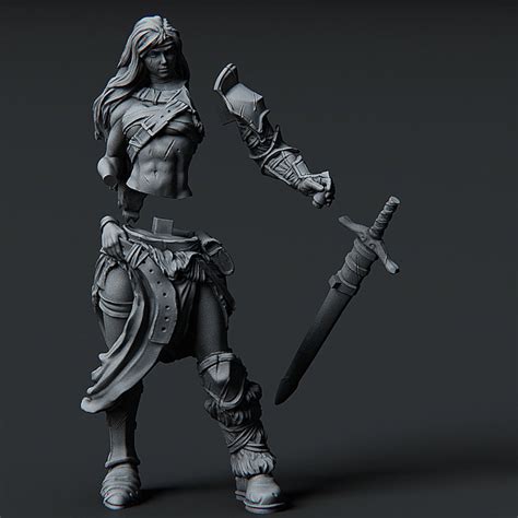 Female Barbarian 3d Printing Stl Files Etsy