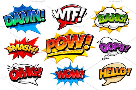 Comic Speech Bubbles Custom Designed Illustrations Creative Market