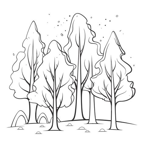 Hay árboles En El Suelo Para Colorear Croquis Dibujo Vector Png Dibujo De Arboles De Invierno