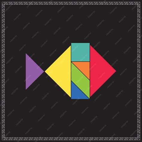 Premium Vector | Tangram Puzzle Moonfish Vector Colorful Geometric