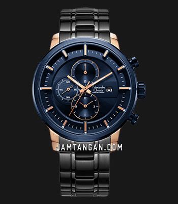 Alexandre Christie Chronograph AC 6323 MC BURBU Men Blue Dial Black