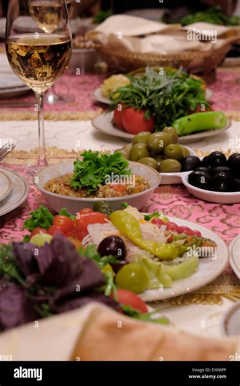 Traditional Food Served In A Restaurant In The City Of Baku Capital Of