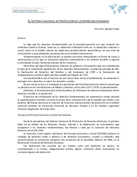 Pdf El Sistema Universal De Proteccion De Los Derechos Humanos Vicente David Rojas Paico