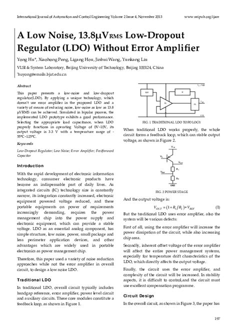 Pdf A Low Noise 138μvrms Low Dropout Regulator Ldo Without Error