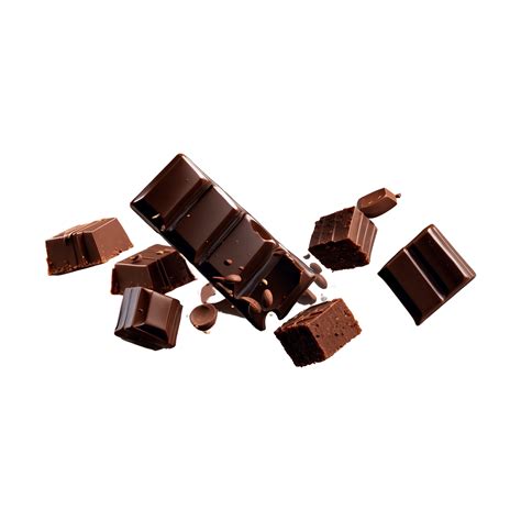 Flying Delicious Chocolate Pieces Fresh Dark Brown Chocolate Cut Out