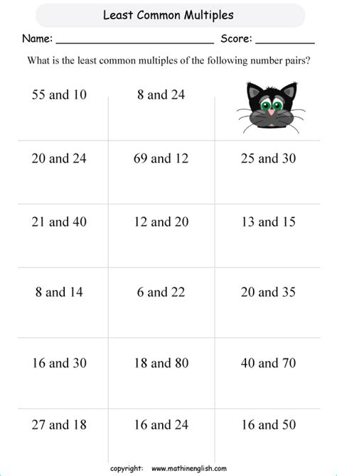 Least Common Multiple Practice