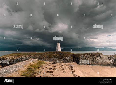 Lighthouse, Ynys Llanddwyn, Anglesey, Wales, United Kingdom Stock Photo ...