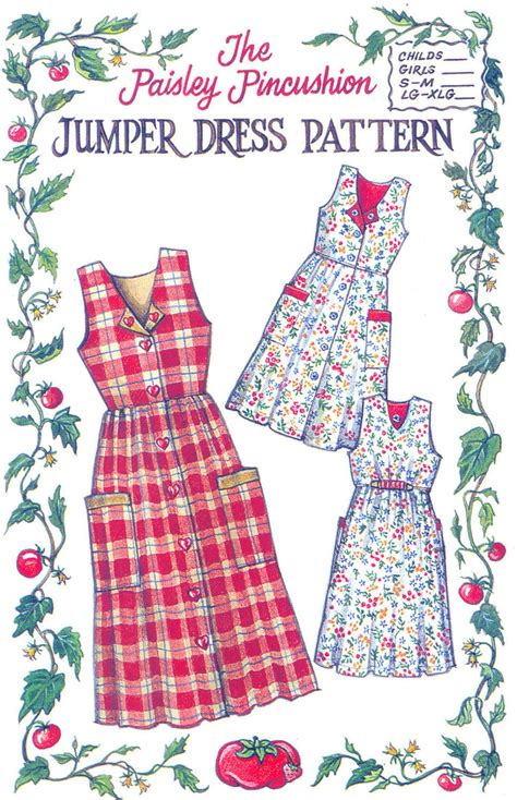 The Pattern For Jumper Dress Is Shown In Red White And Blue Checkered Fabric