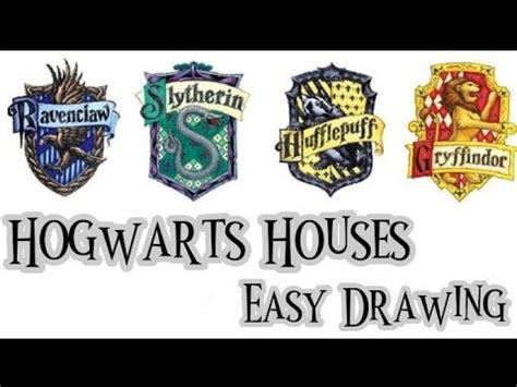 How To Draw The Hogwarts Houses Easy Drawing Gryffindor Slytherin