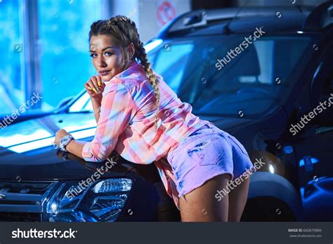 Sexy Blonde Short Denim Shorts Pigtails Stock Photo 660879889 Shutterstock