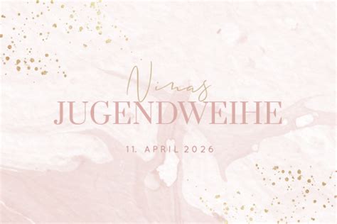 Einladung Zur Jugendweihe Im Aquarell Look Mit Goldelementen