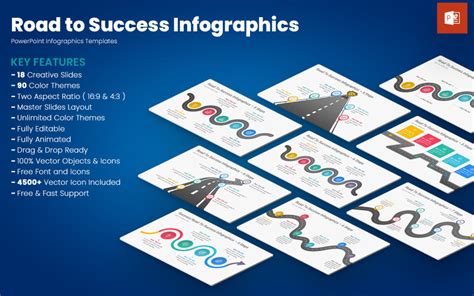 Plantillas de PowerPoint Infografías sobre el camino al éxito