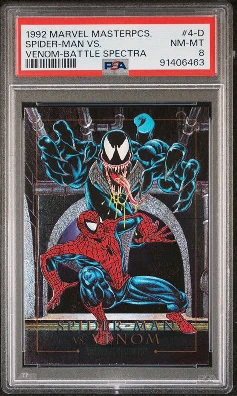 1992 Marvel Masterpieces Spider Man Vs Venom 4 D PSA 8 NM MT Battle