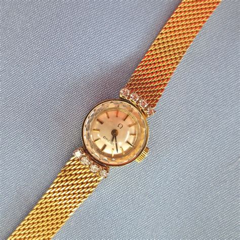 Vintage 14k Diamond Ladies Mesh Omega Watch Omega Watch Vintage