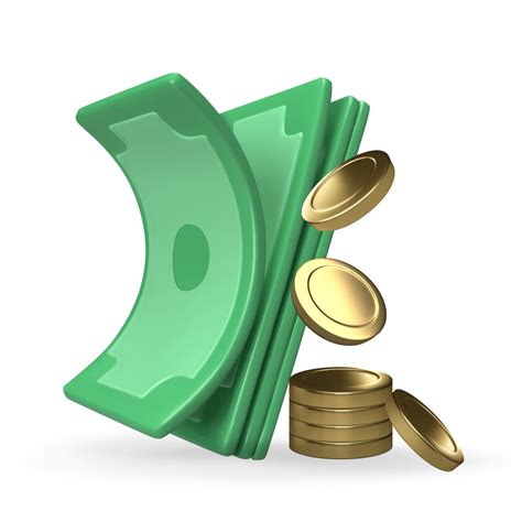 Money 3d Render Of Realistic Vector Icon Of Paper Dollars And Coins