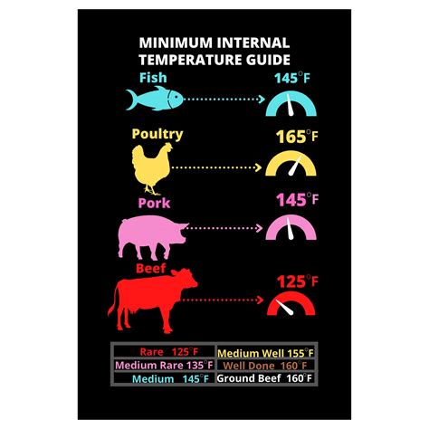 Buy Internal Meat Cooking Chart Magnet Meat Temperature Cooking Chart