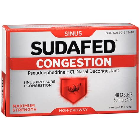 Sudafed Congestion Pseudoephedrine Hcl Tablets Tb Medcare